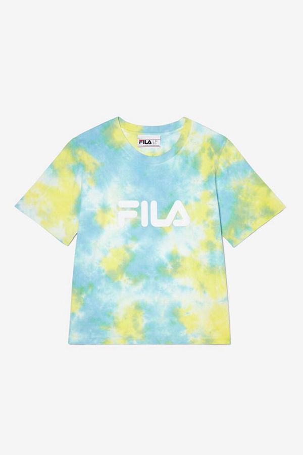 Fila Hannah Tie Dye Women's T-Shirts - Blue/Light Green,NZ 403-16847